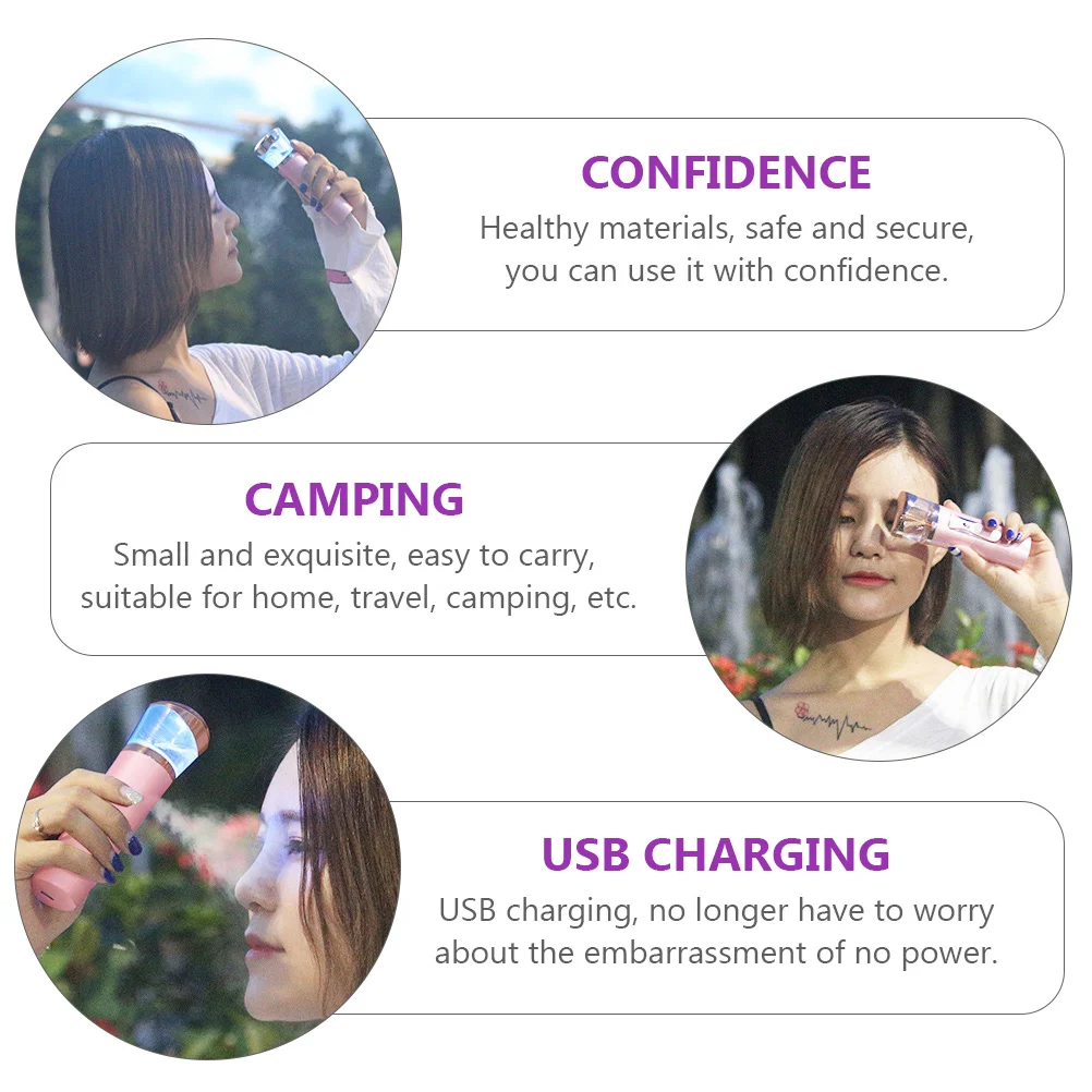 

Hydrating Instrument Nano Facial Mister Moisturizing Atomizer Face Sprayer Electronic Steamer Abs USB Charging Large Capacity