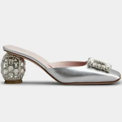 New Rhinestone  High Heels Women Slip-On Pumps Women Square Toe Party Crystal Dress Shoes Femmes Chaussures Zapatos De Mujer