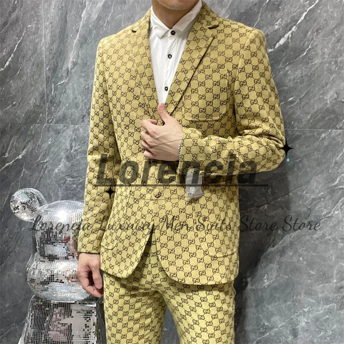 Customized High-end Men Suits Notched Lapel Floars Wedding Groom Formal Tuxedos 2 Pieces Sets Fashion Male Blazers Costume Homme