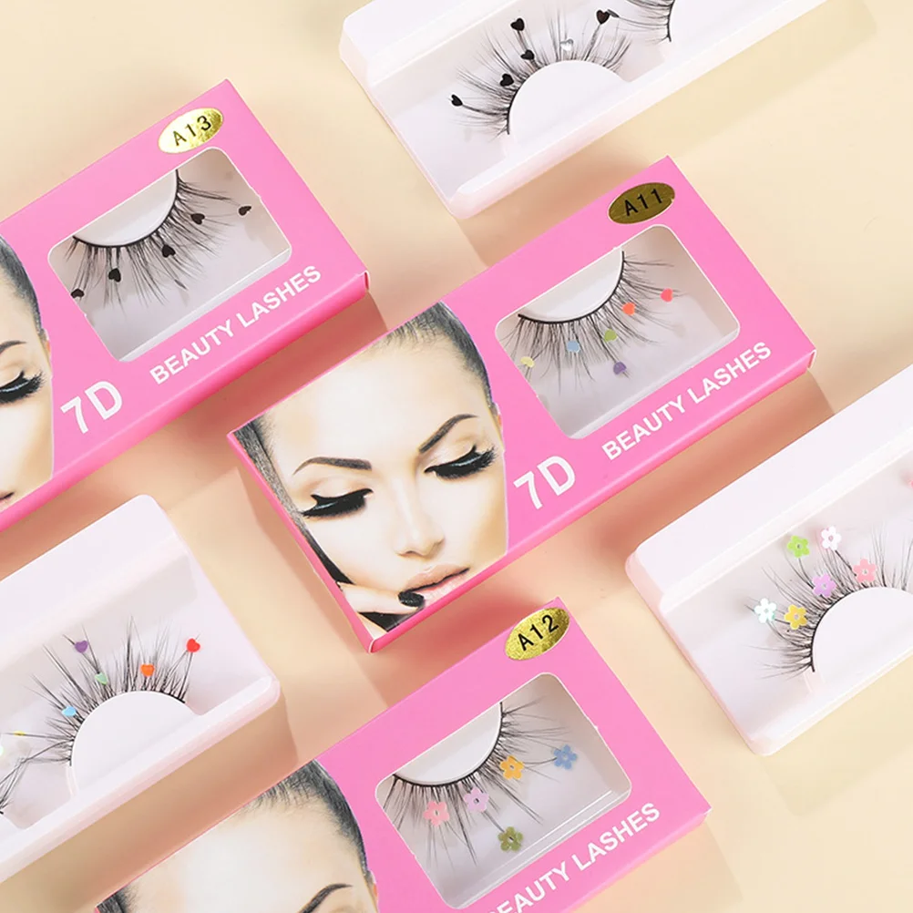 

False Eyelashes Set Glitter Sparkly Fake Lashes Extensions for Party Cosplay Daily Wear Colored Lashes