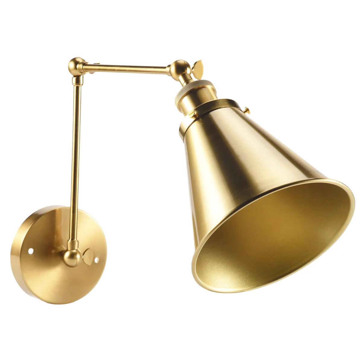 

T35C Industrial Wall Sconce Light Brass Cone Shade Wall Light with Adjustable Arm for Indoor Home Bar Warehouse Hallway