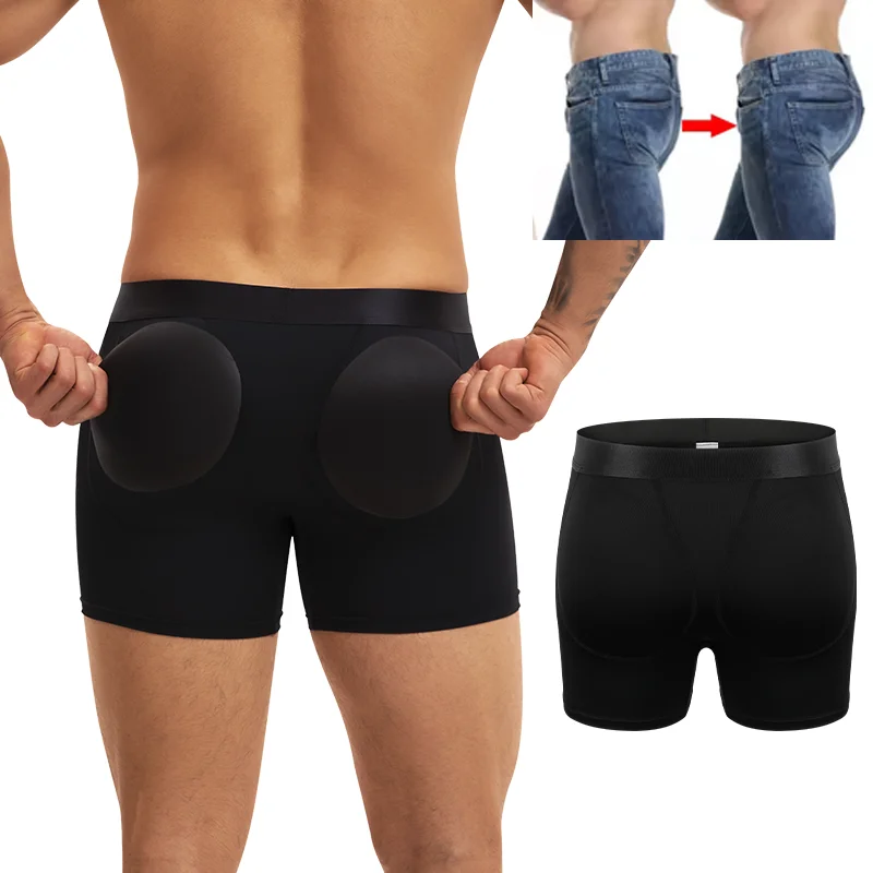 

Men's Padded Boxer Tummy Control Sexy Butt Lifter Fake Buttocks Shapewear Brief Breathable Underwear Slimming Body Shaper Panty