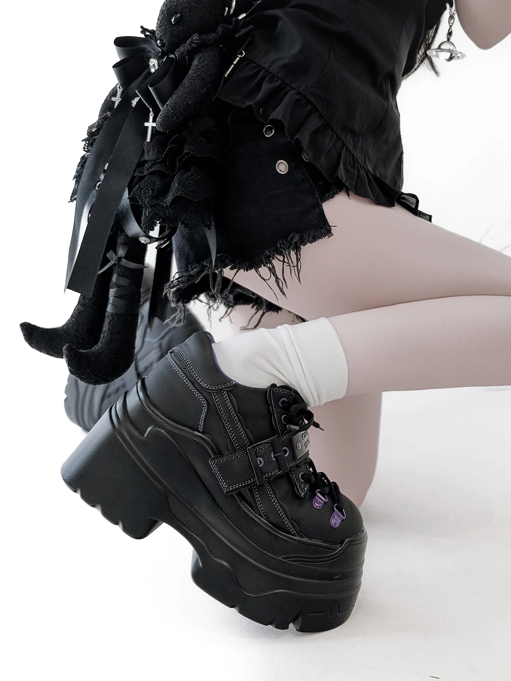 Y2K Subculture Japanese Original Thick-Soled Platform Shoes Gothic Punk Style Round-Toe Landmine Style Casual Versatile Sneakers