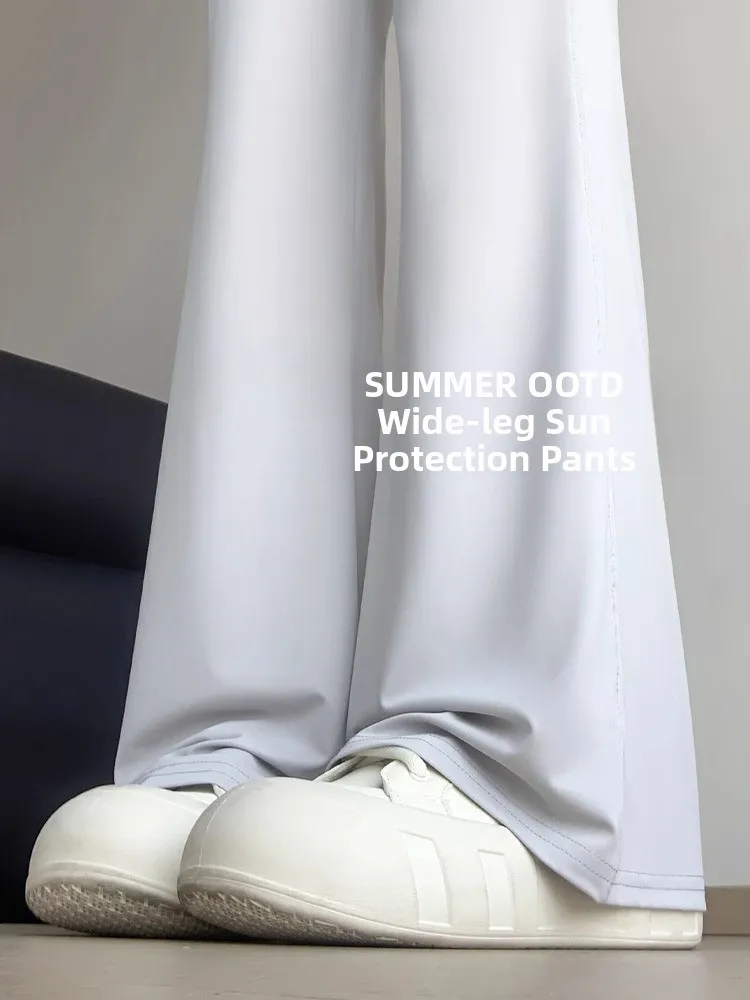 

Sun Protection High Waist Thin Ice Silk Drapey Qui Dry Spor Bell Bot Pants Women's Spring Summer Faion Slimming