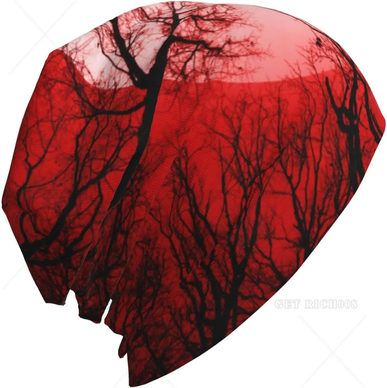 Blood Moon Gothic Halloween Unisex Casual Scarf Bandana Loose Hat Stretch Headwear Beanie Hat Print One Size