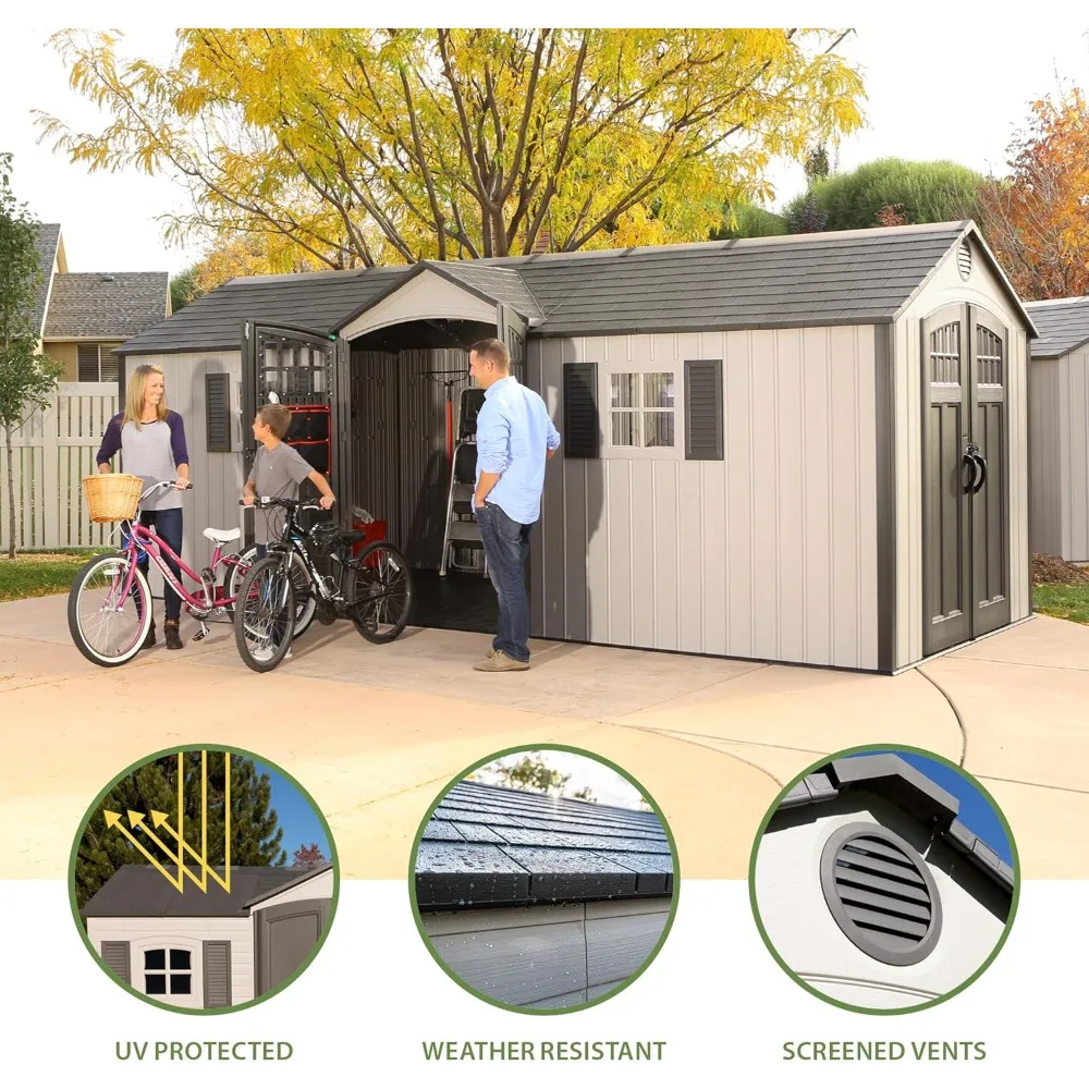 20 X 8 Ft.Outdoor Storage Shed, Desert Sand，Heavy-duty Steel Trusses Provide Additional Roof Strength