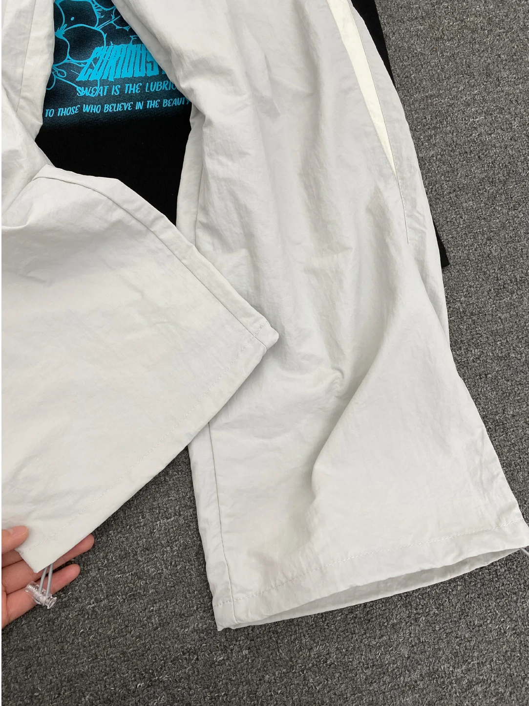 سراويل American Sle Splice Ice Silk Qui Dry للرجال صيفية رفيعة ومريحة وملمس رائع سراويل رياضية طويلة فضفاضة مستقيمة الساق...