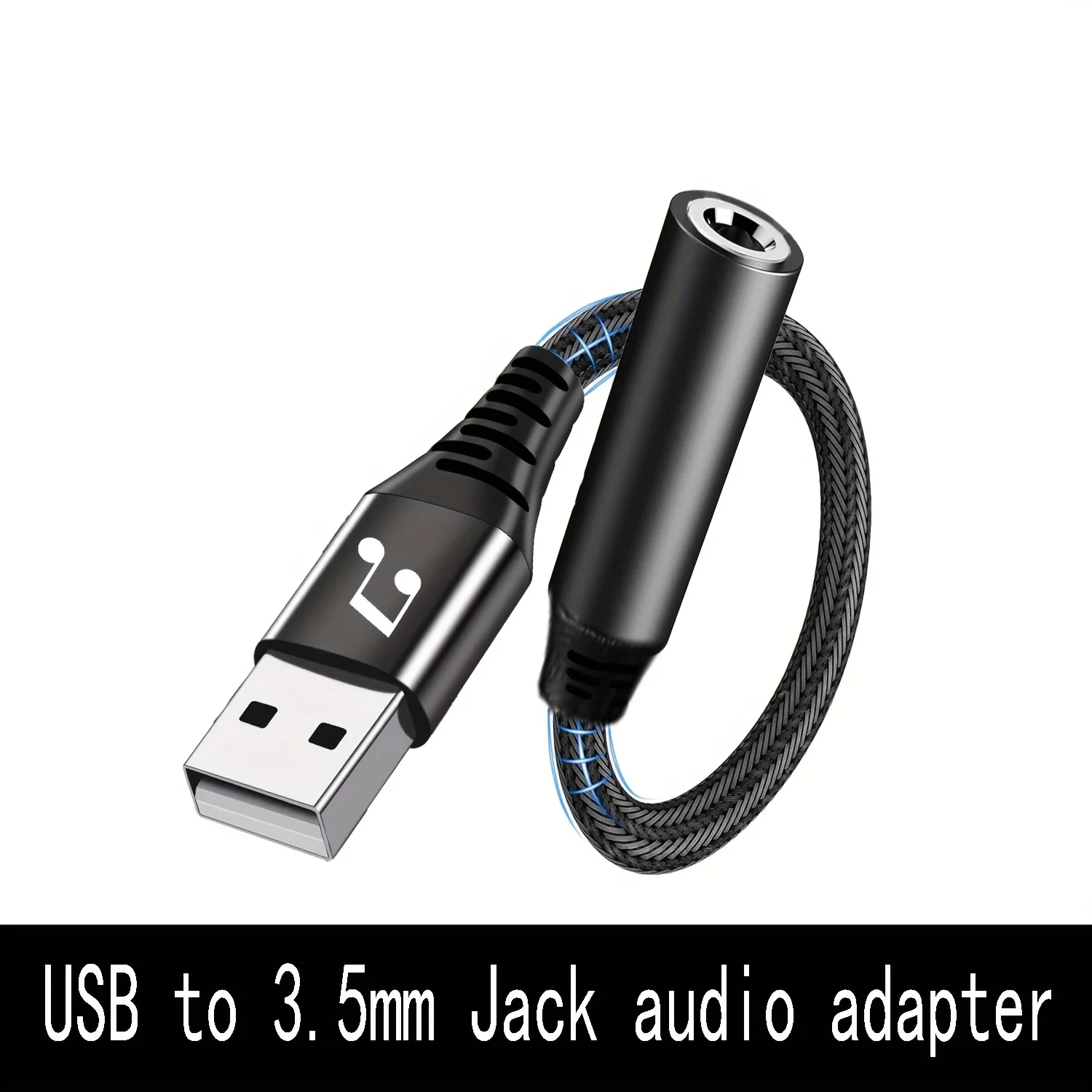 USB to 3.5mm Jack Audio Adapter USB to Aux Cable Adapter Circular Hole Suitable For Microphone PC Laptop