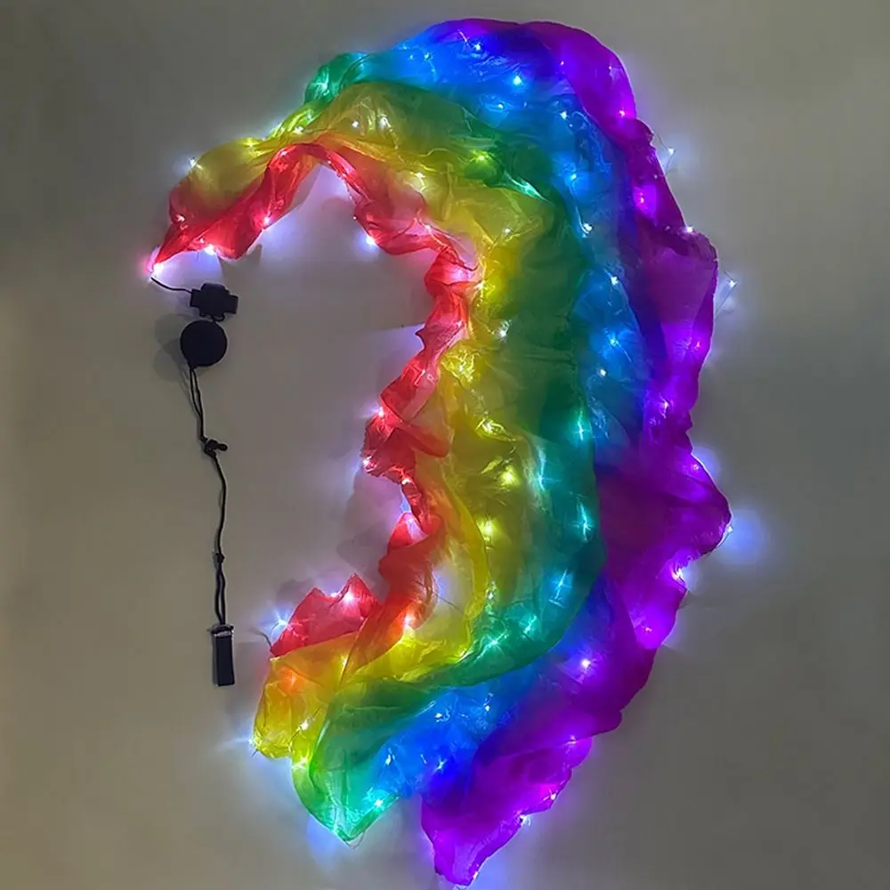 Colorful Glowing LED Silk Ribbon Silk Veil Rainbow Luminous Chain Ball Luminous For Thailand/India/Arab Dance Performance Prop