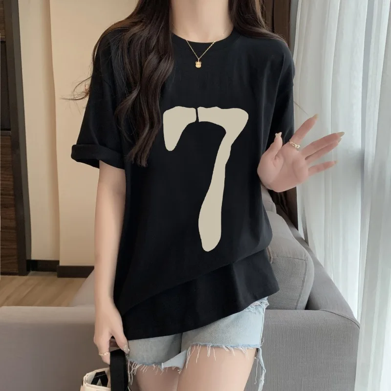 Harajuku stile coreano Kawaii grafica stampata t-shirt donna estate girocollo Casual Versatile semplice a maniche corte Unisex