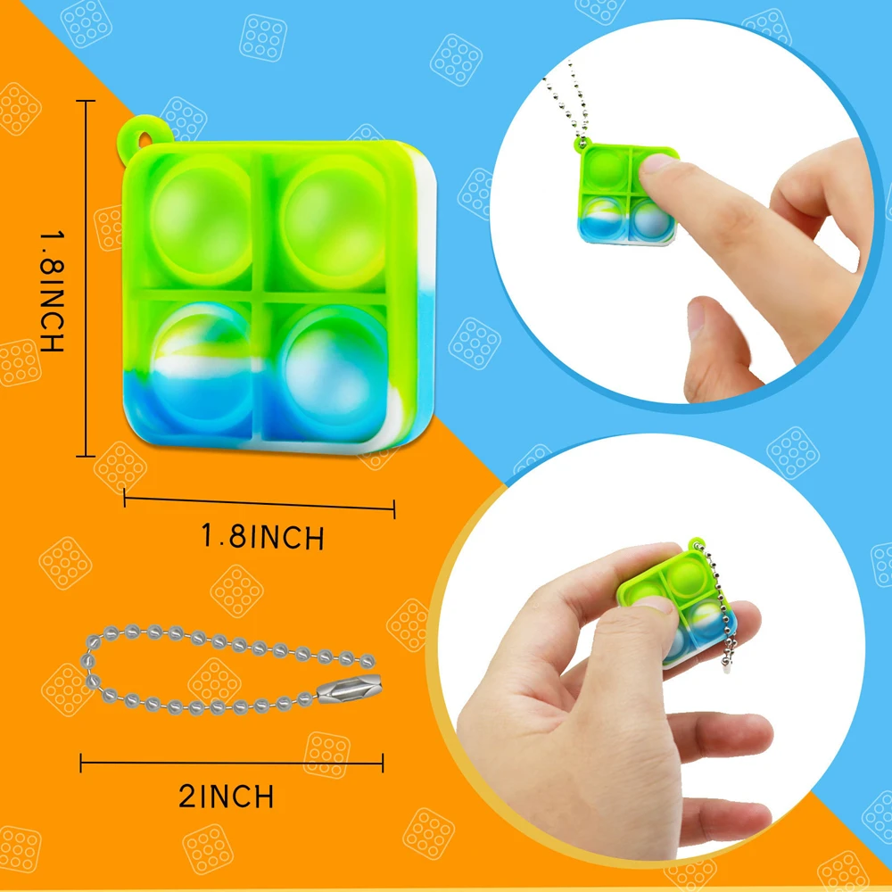 12/24 Pcs Mini with Key Chain Press Bubbles for Kids Adults Birthday Party Gifts Decoration Wedding Guest Gifts Carnival Prizes