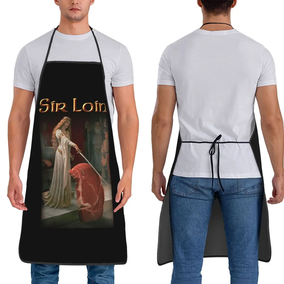 

Sir Loin Steak Apron Chef Cooking Cuisine Tablier Sleeveless Bib Kitchen Cleaning Pinafore for Women Men Gardening