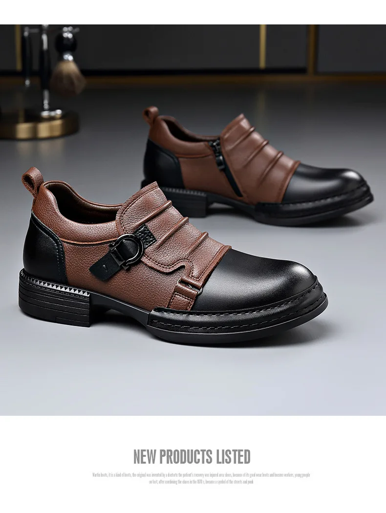 Spring Autumn New Retro Ankle Boots for Men Zipper Designer Genuine Leather Boots Male Fashion High Quality Platform Shoes Man