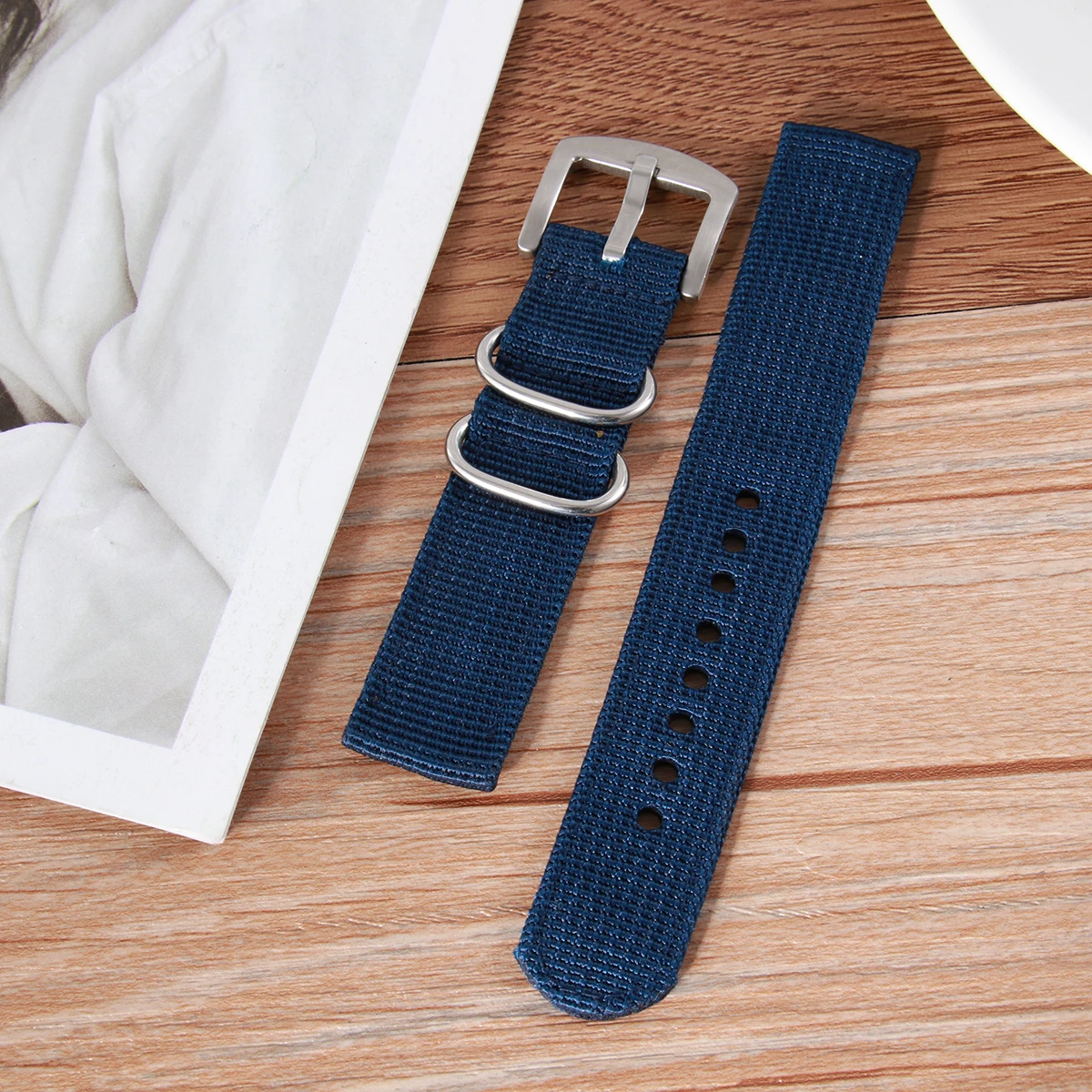 

Blue Replacement Strap Canvas Nylon Comfortable Male Band Durable Elastic Comfortable Watch Strap Simple Pattern Ideal Gift