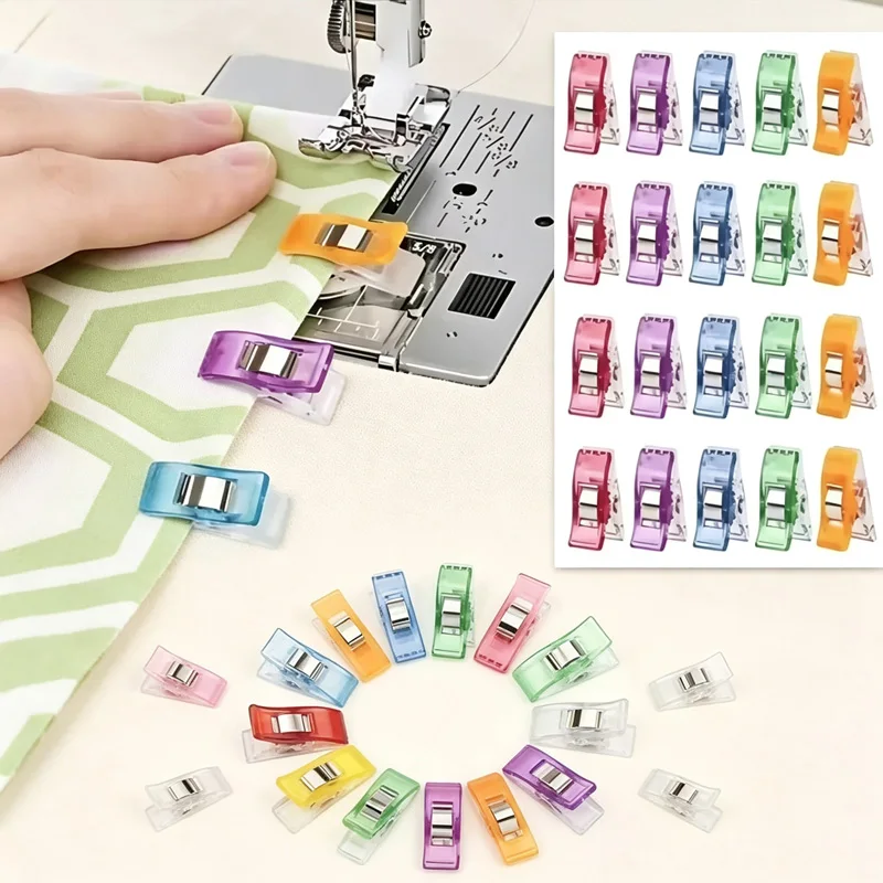 50Pcs Colorful Multipurpose Clothes Clips Plastic Craft Crocheting Knitting Safety Clothing Binding Clips Sewing Accessories
