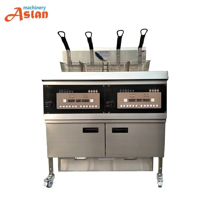 Electric Fryer with 4 baskets chicken fryer with oil filter system stainless steel deep fryer