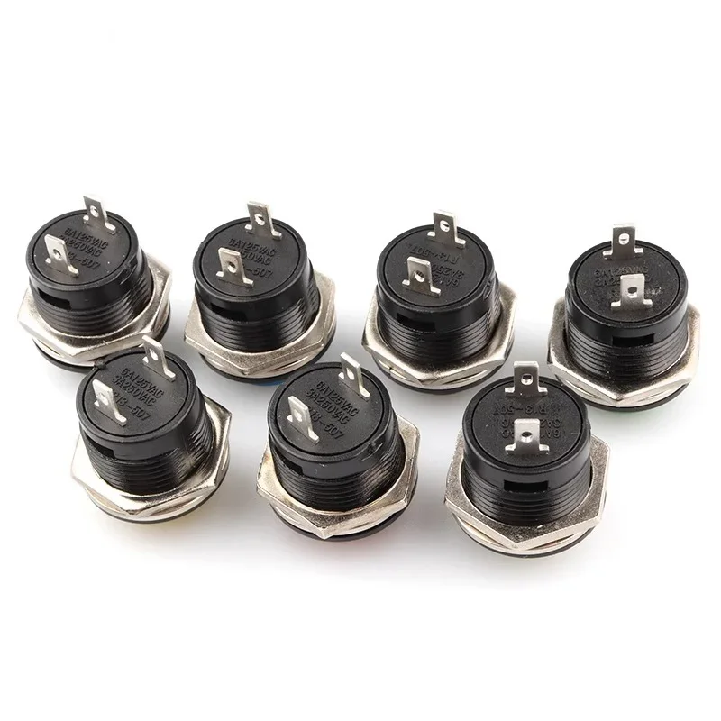 5PCS Momentary Push Button Switch R13-50716mm Momentary Round Switches 6A/125VAC 3A/250VAC ﻿BLACK RED GREEN WHITE BLUE YELLOW