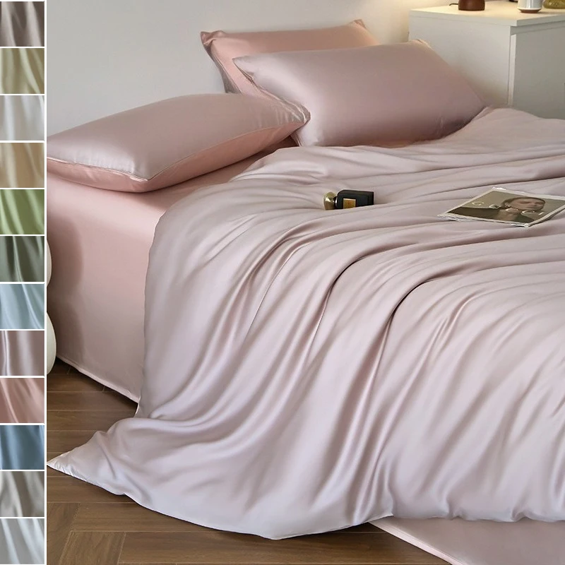 

Luxury Rayon Satin Bedding Set 3PCS/4PCS Twin Queen King Size Solid Color Cooling Summer Silk Duvet Cover Sheet Pillowcases