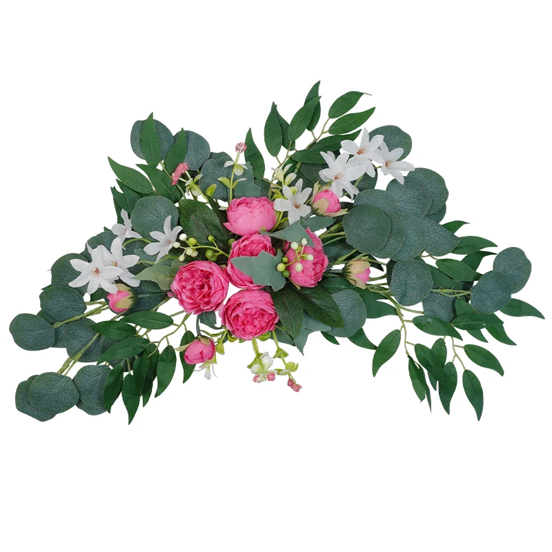 1PC Künstliche Hochzeit Bogen Blumen Boho Rote Rose Eukalyptus Girlande Vorhänge Hause Dekoration Hochzeit Dekorationen Willkommen Zeichen – Detail 14