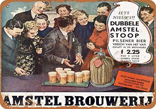 Letrero de estaño de Metal de 1937 Amstel Pilsener, cerveza, Pub holandés, Bar al aire libre, cartel Retro, carteles de decoración de pared para el hogar, cocina y restaurante