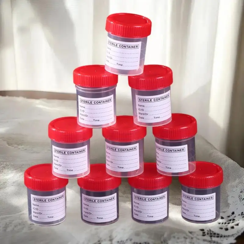 ภาชนะบรรจุตัวอย่างปัสสาวะ แพ็ค 10/50 มล. พลาสติกใช้แล้วทิ้งแข็งแรงทนทาน