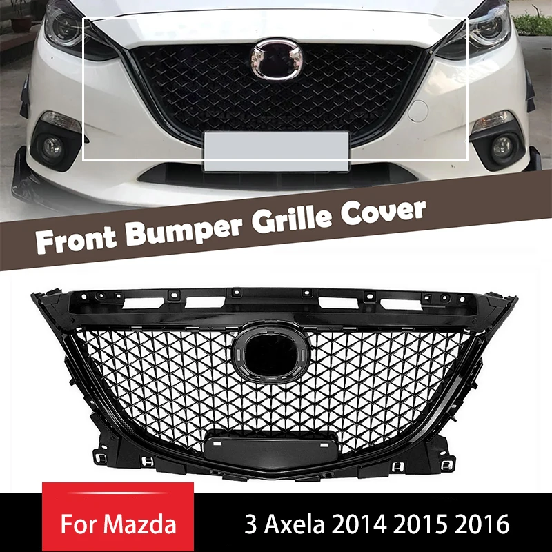 Honeycomb Style Front Grille for Mazda 3 Axela 2014 2015 2016 Racing Grill Upper Bumper Hood Mesh Grid Auto Accessories