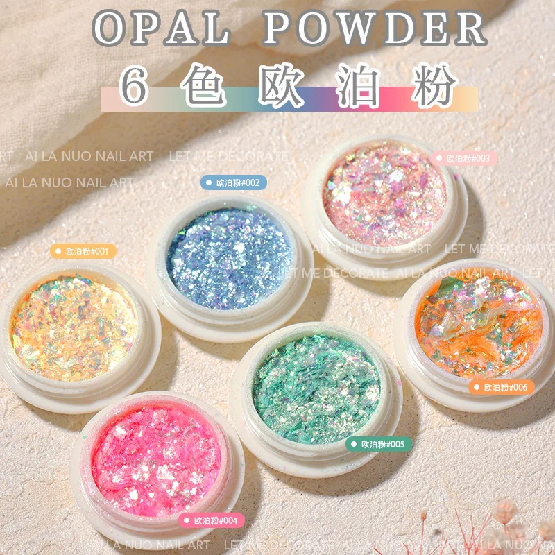 Opal Flakes Nail Powder Aurora Glitter Holographic Sequins Iridescent Rub Dust Mermaid Chameleon Flakes Manicure Decoration #FT6