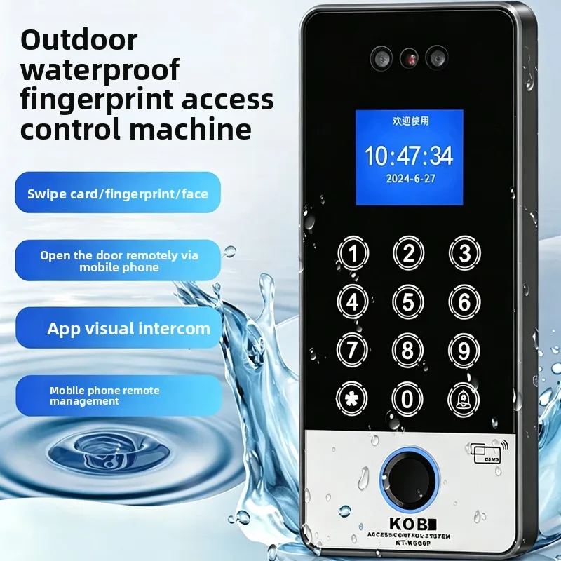 KOB Waterproof Fingerprint Access Control Password Machine Graffiti APP Visual Intercom Access Control System Integrated Machine
