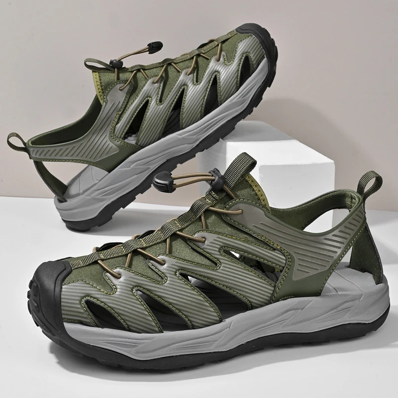 

Новые летние уличные сандалии для скалолазания для мужчин, новая летняя пляжная обувь, мягкая мужская верхняя одежда, сандалии для вождения, новые модные кожаные тапочки
