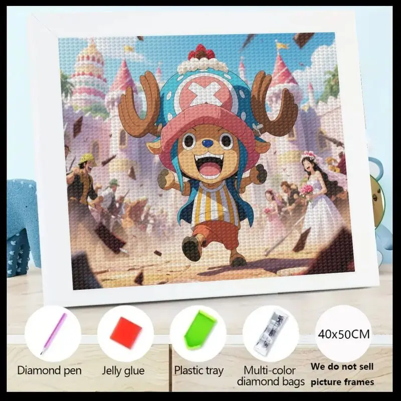 

1 шт. 5D DIY комплект алмазной живописи, полная квадратная дрель, хрустальное алмазное искусство, цельный аниме Тони Тони Чоппер, милый персонаж мультфильма