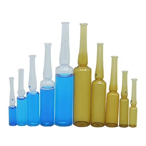 Imagen 1 del producto Ampolla de vidrio transparente/marrón, botella de inyección, fácil de romper, cuello curvo, fácil de plegar, 100 unids/lote