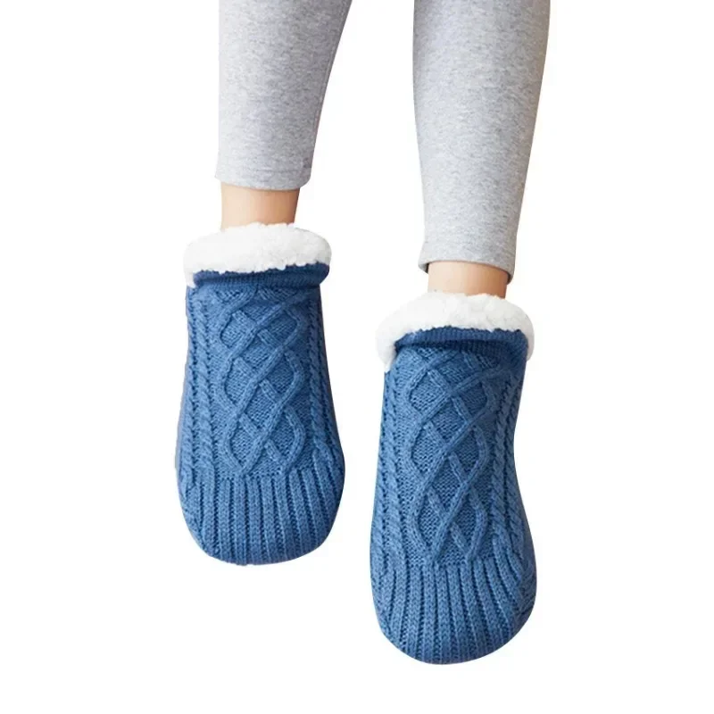 Winter Indoor Home Socks for Women and Men Warm Velvet Thick Floor Socks Plush Soft Slippers Adults Bottom Glue Sock