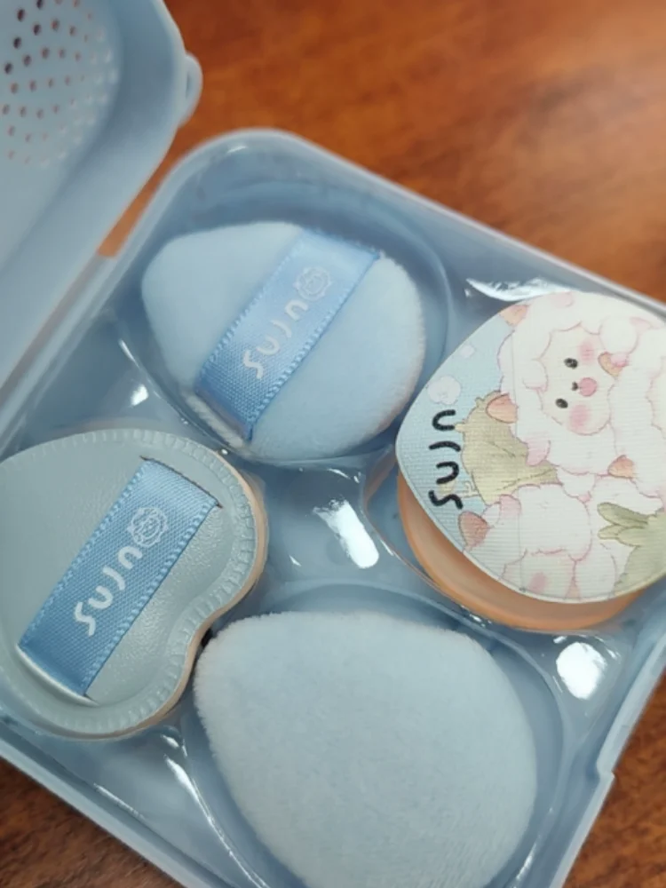 5Pc/Box Blue Sheep Fluffy Thumb Sponge Set Velour Soft Air Cushion Puff Non Absorbent Brightening Blending Concealer Makeup Tool
