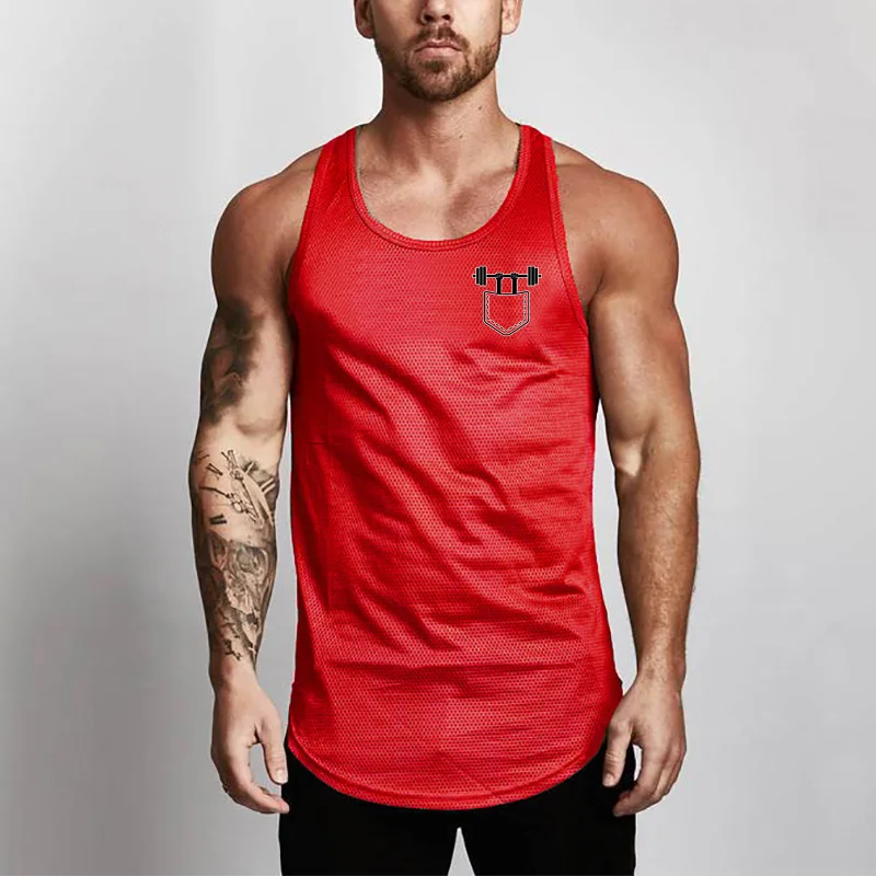 

Summer Brand Fitness Tank Top Men Bodybuilding Gyms Clothing Fitness Men Shirt Loose Vests Mesh Singlets Muscle Tops