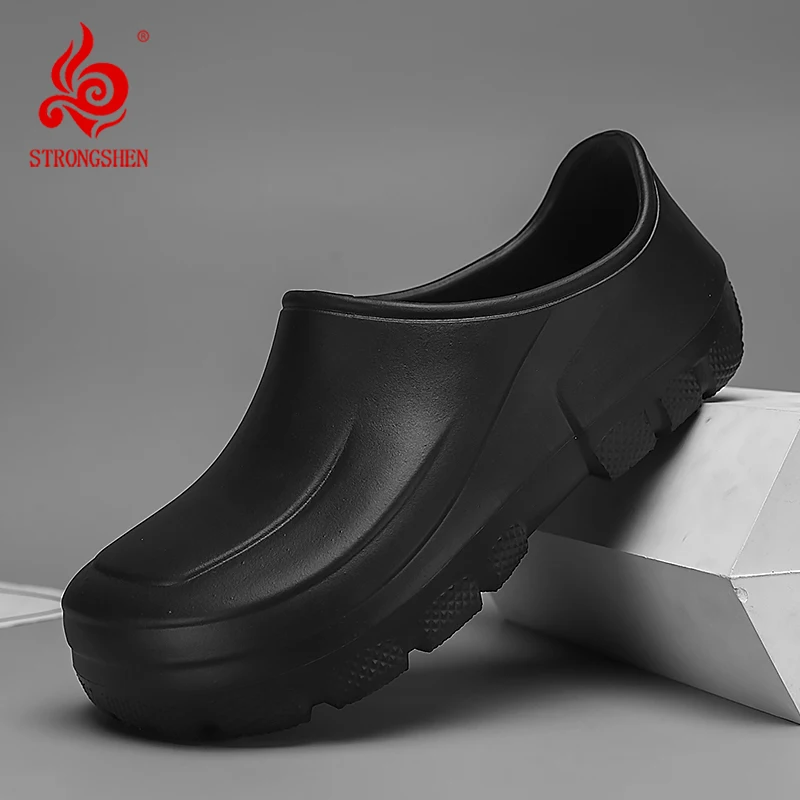STRONGSHEN Men's Anti-slip Chef Shoes Men Working Shoes Waterproof Oil-proof Fashion Garden Shoes Clogs For Beach Slippers