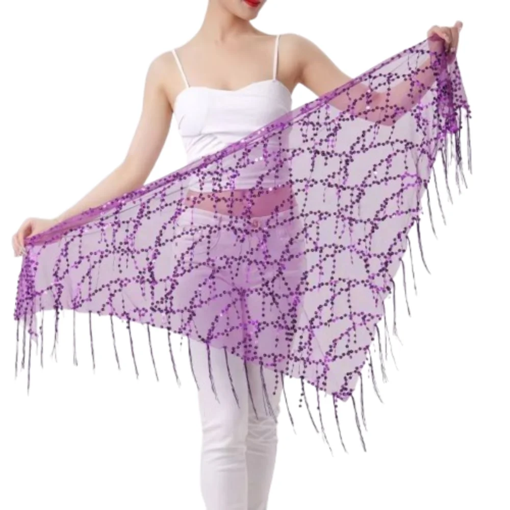 

Shiny Sequins Belly Dance Hip Scarf Tassel Triangular Women Waist Chains 6 Colors Elegant Dance Skirt Waist Belts For Girl
