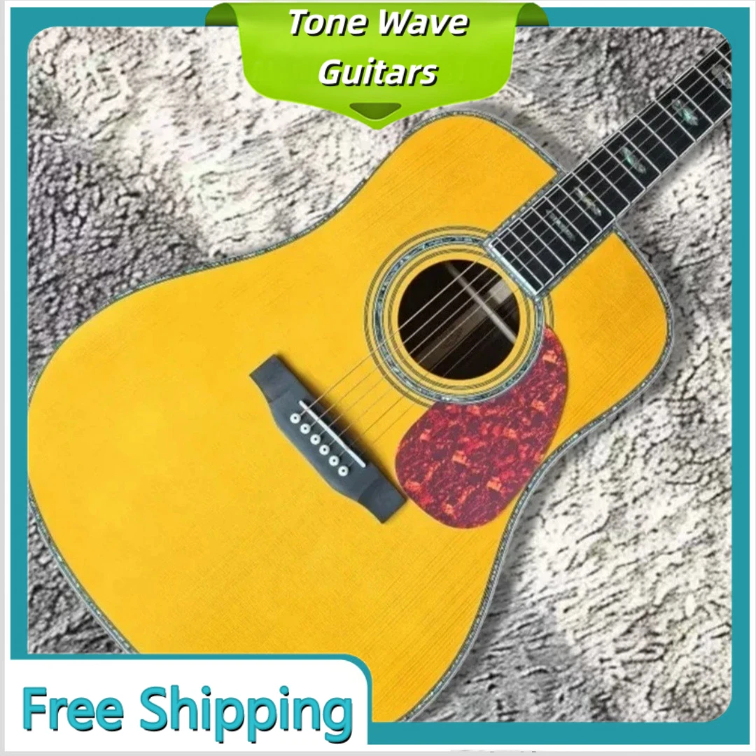 

D45 Solid Wood Yellow Ebony Neck Fir Body Professional Acoustic Guitar Beginners Edition Dynamic Excellent Bass Rich