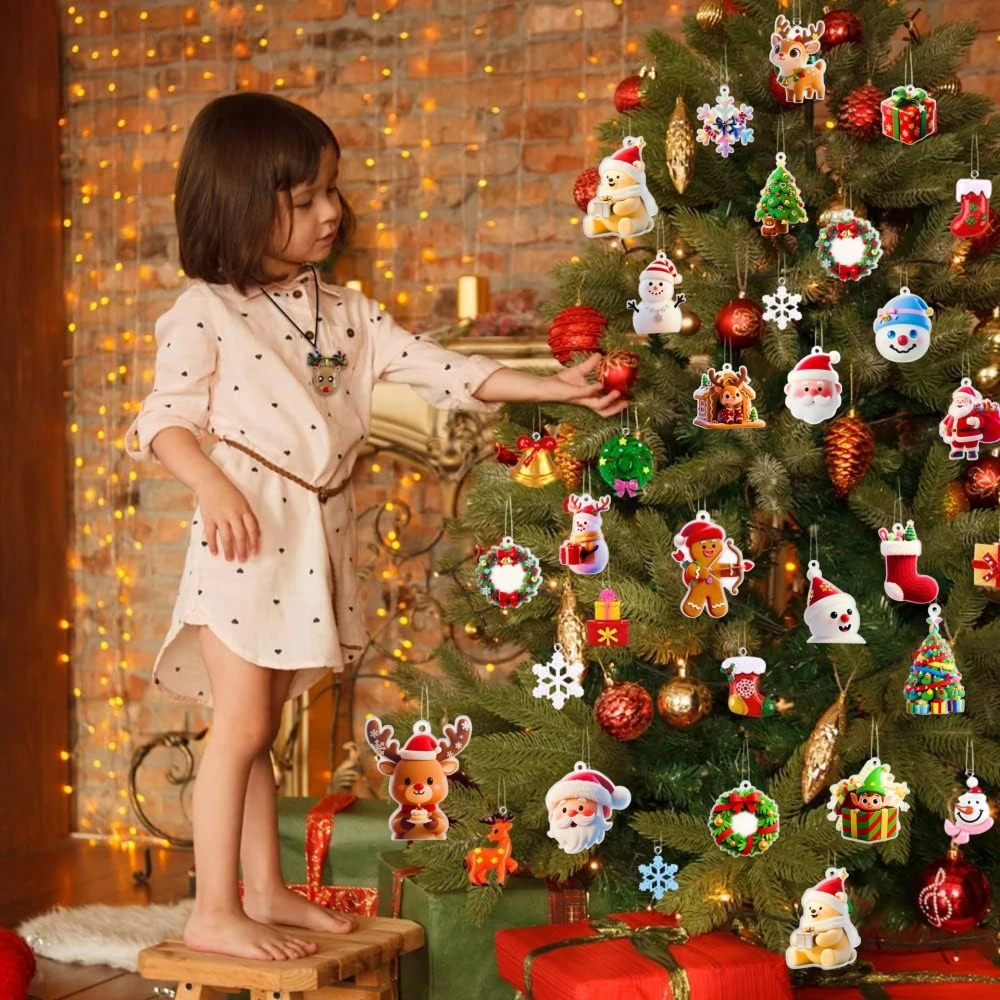 12/24/36 قطعة الاكريليك سانتا ثلج الغزلان موضوع المفاتيح قلادة لعيد الميلاد السنة الجديدة كرنفال حفلة هدية شنطة هدايا بيناتا حشو #6