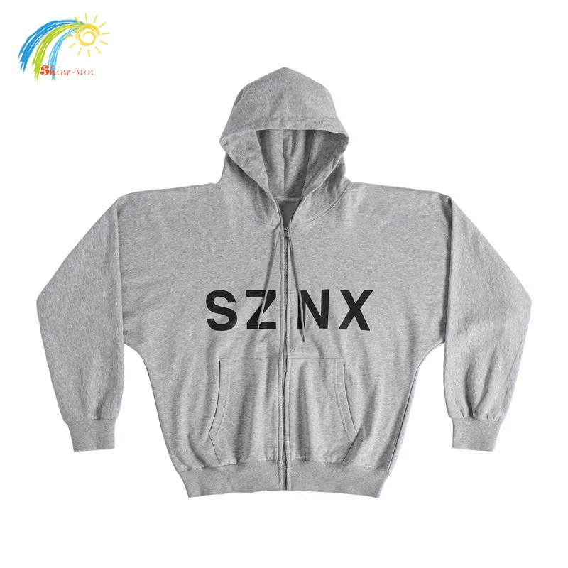 Sudadera con capucha con cremallera Kanye West Vultures de gran tamaño con corte integrado para hombres y mujeres, abrigos grises con estampado de letras simples, algodón de la mejor calidad