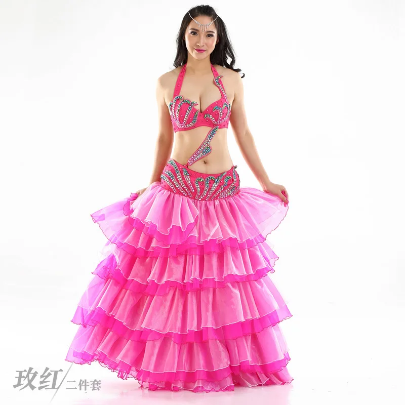 ชุดเต้นระบำหน้าท้อง, ชุดแสดงระบำหน้าท้อง, ชุดแสดงระบำหน้าท้อง, บรา 34C + กระโปรงประดับลูกปัด ชุด 2 ชิ้น