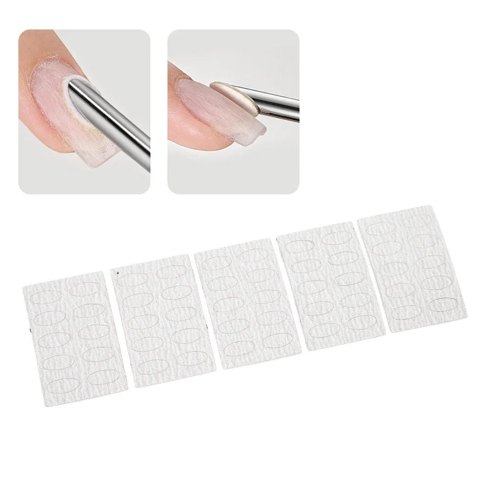 50pcs 240 Grit Cuticle Pusher Sandpaper Disposable Self Adhesive Nail Sandpaper Sheets Slant Heads Pre Polishing