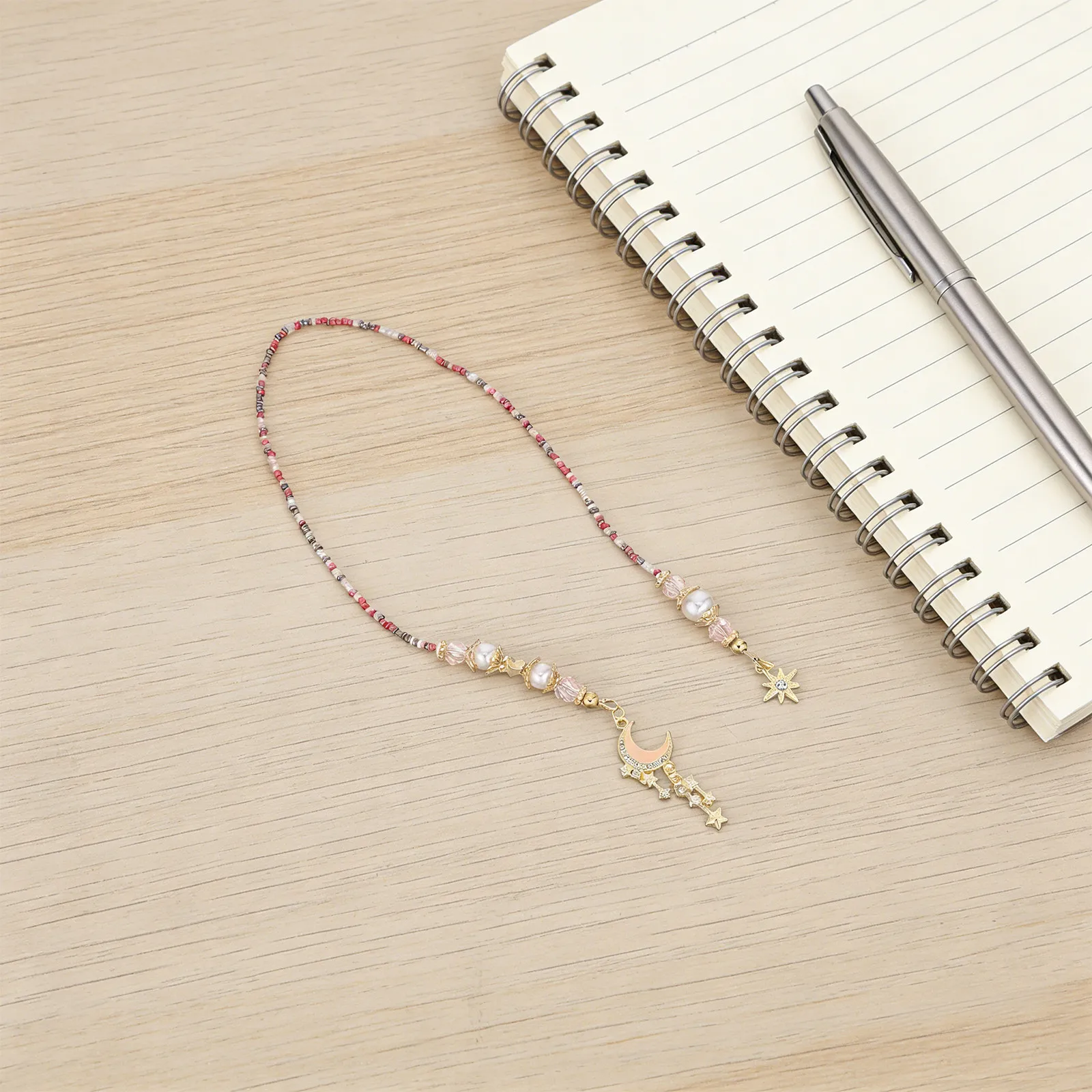 Moon Star Beaded Bookmark Vintage Chain Book Marker for Women Aesthetic Reading Accessory Lovers Gift Decorative