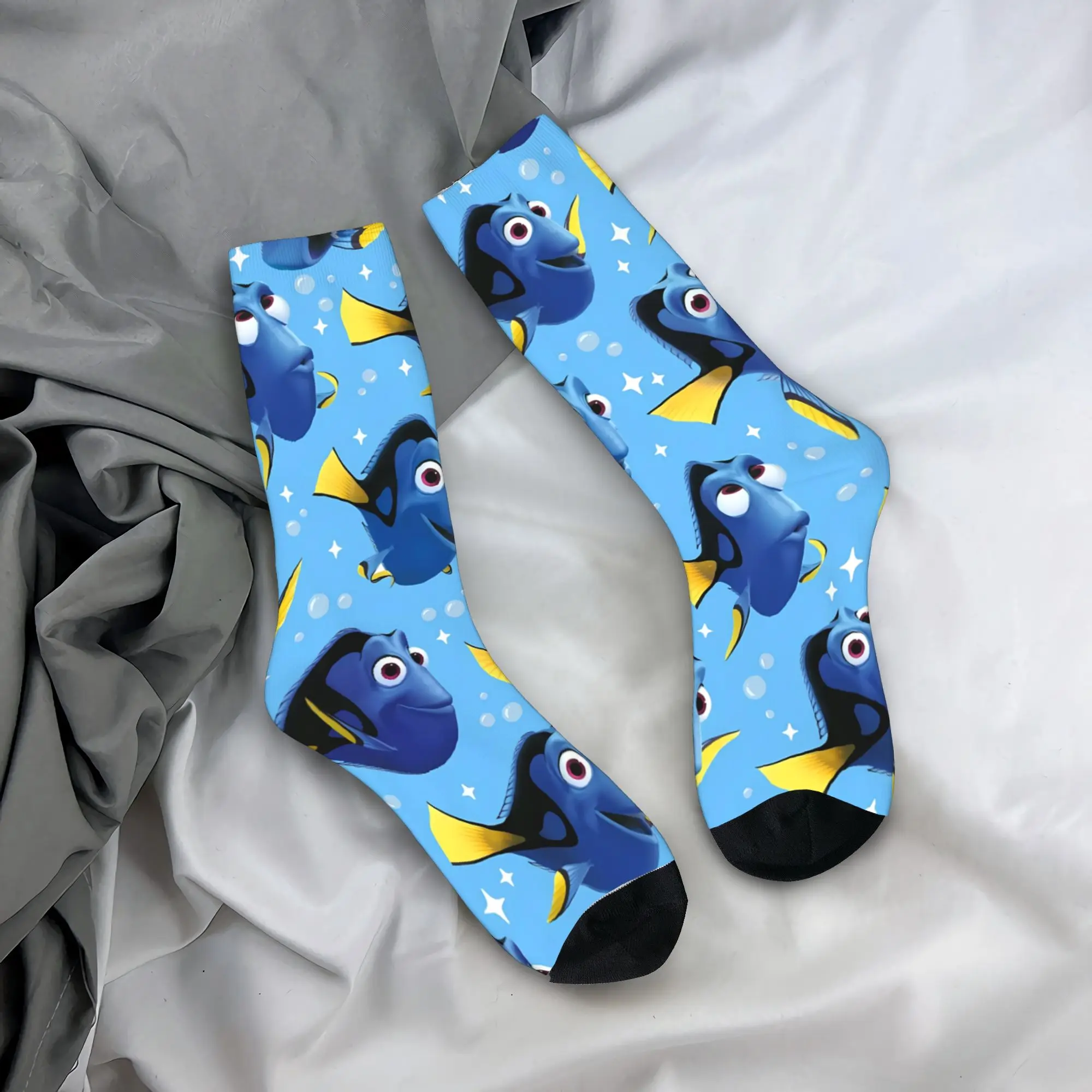 Custom Kawaii Printed Dory Finding Nemo Socks  Graphic Stockings Non-Slip Unisex Men Socks Breathable Autumn Fashion Socks