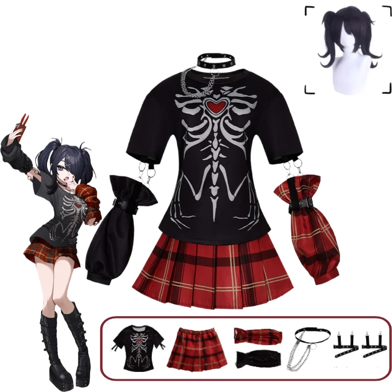 

Needy Girl Overdose Cosplay Ame-chan T-Shirt Women's Japanese Subculture Anime JK Dress Uniform Top Necklace for Halloween