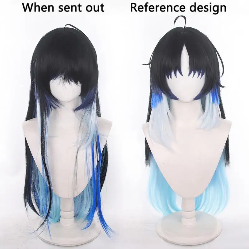 Anime Wuthering Waves Yangyang Cosplay Perücken Kostüme Kopfbedeckung 80cm Lange Simulierte Kopfhaut Dicke Gemischte Voluminöse Langhaar-Perücken – Detail 1