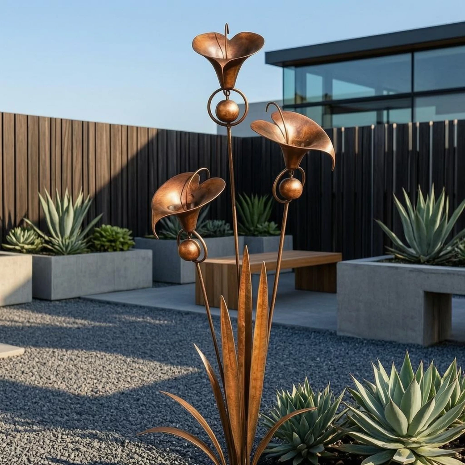 Calla Lily Garden Ornament Bronze-Colored Calla Lily Stake Metal Flower Stake Ground Insert Outdoor Decoration Vintage Charm