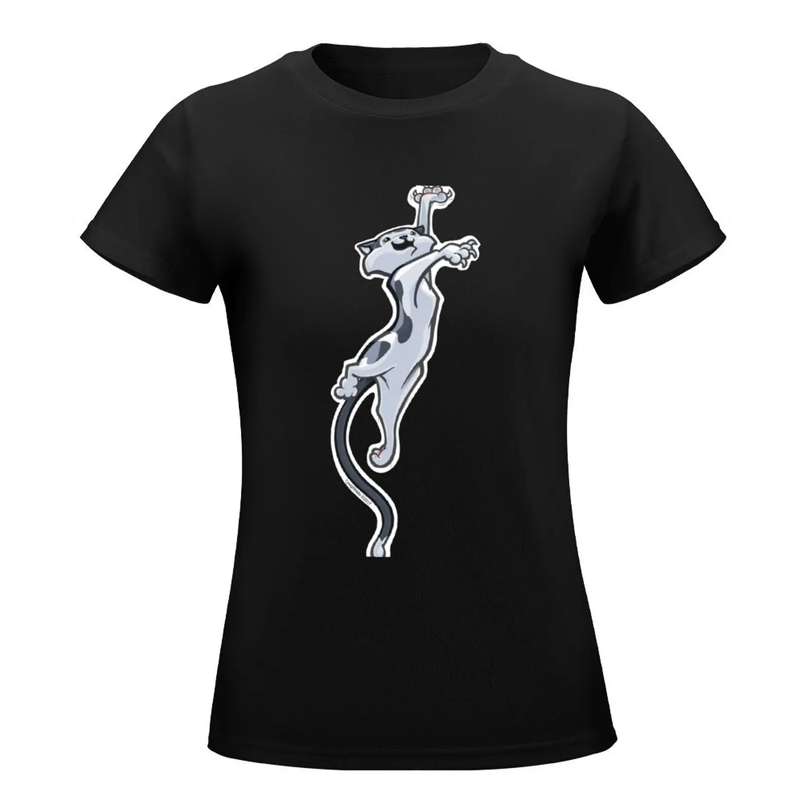 Cat Airborne, Black and White T-Shirt tops graphics womans clothing