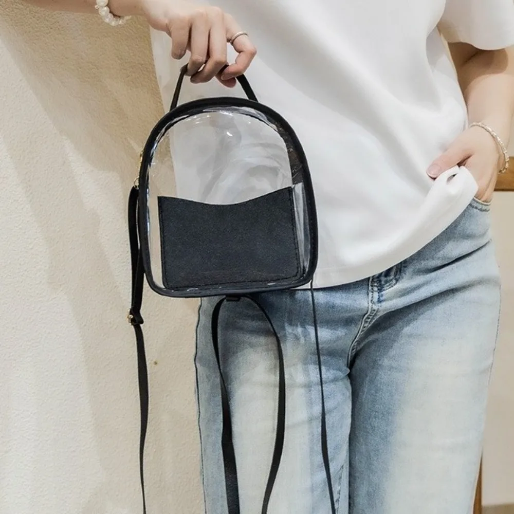 Simple PVC Transparent Backpack Waterproof with Small Bag Jelly Shoulder Bag Clear Lightweight Crossbody Bag Gym