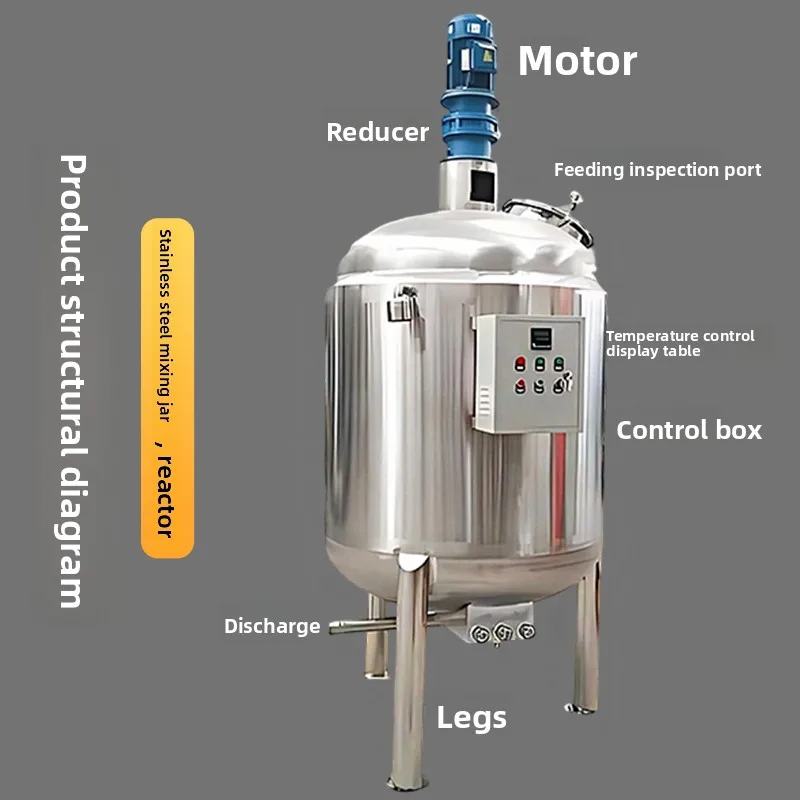 

Stainless steel mixing tank Liquid electric heating reactor 304 Emulsification mixing bucket Food