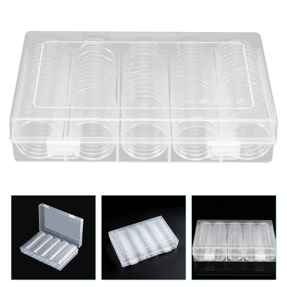 

1Set Coin Holder Transparent Plastic Coin Collection Box Crescent Opening Protective Organizer for Commemorative Coins